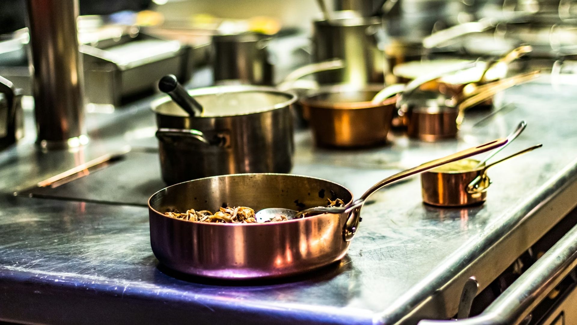 Pans cooking on stove
