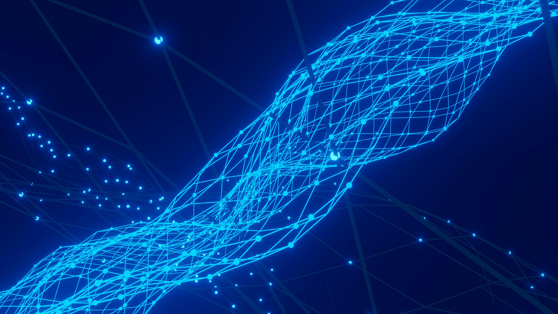 Blue computer light beams