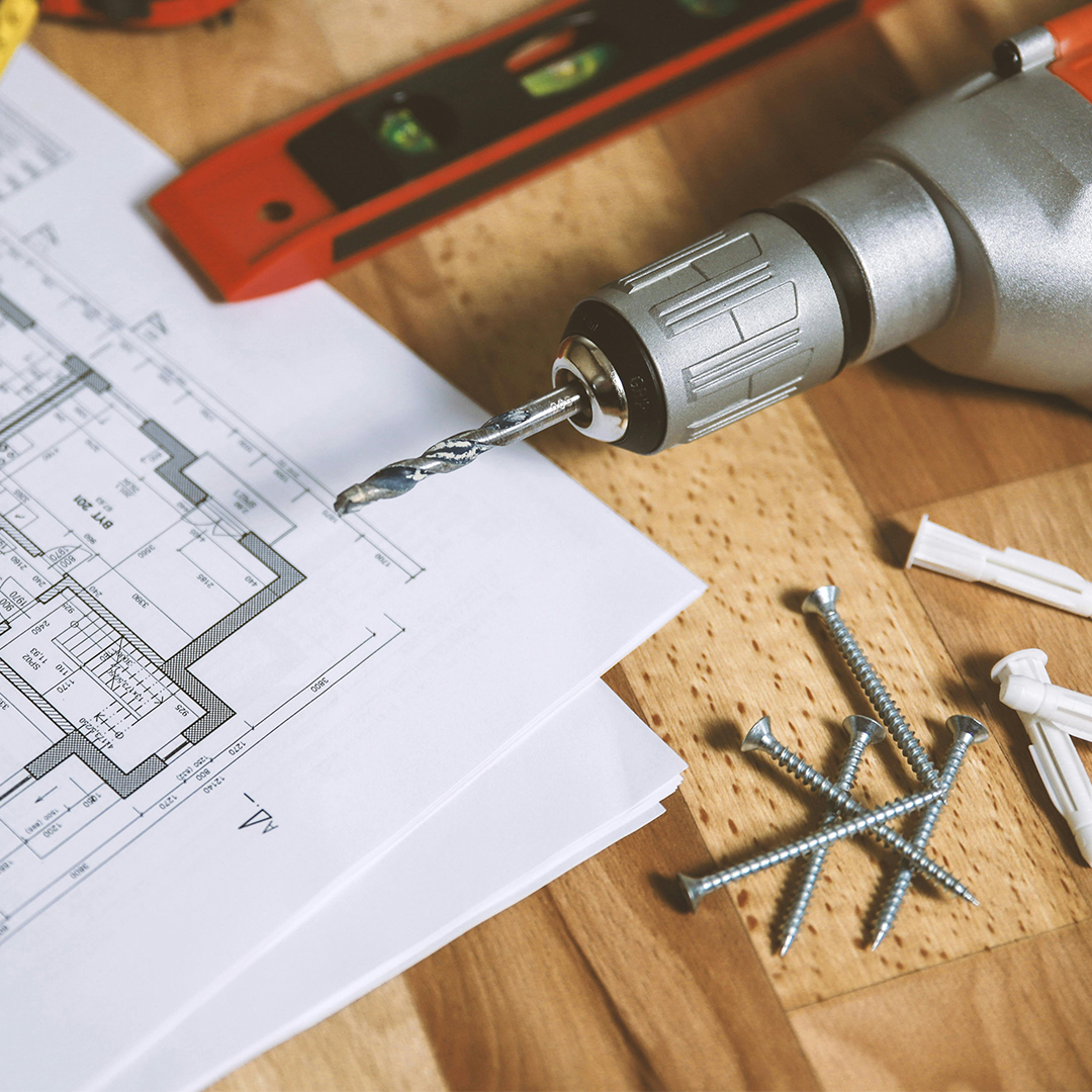 Joinery tools laying on table.