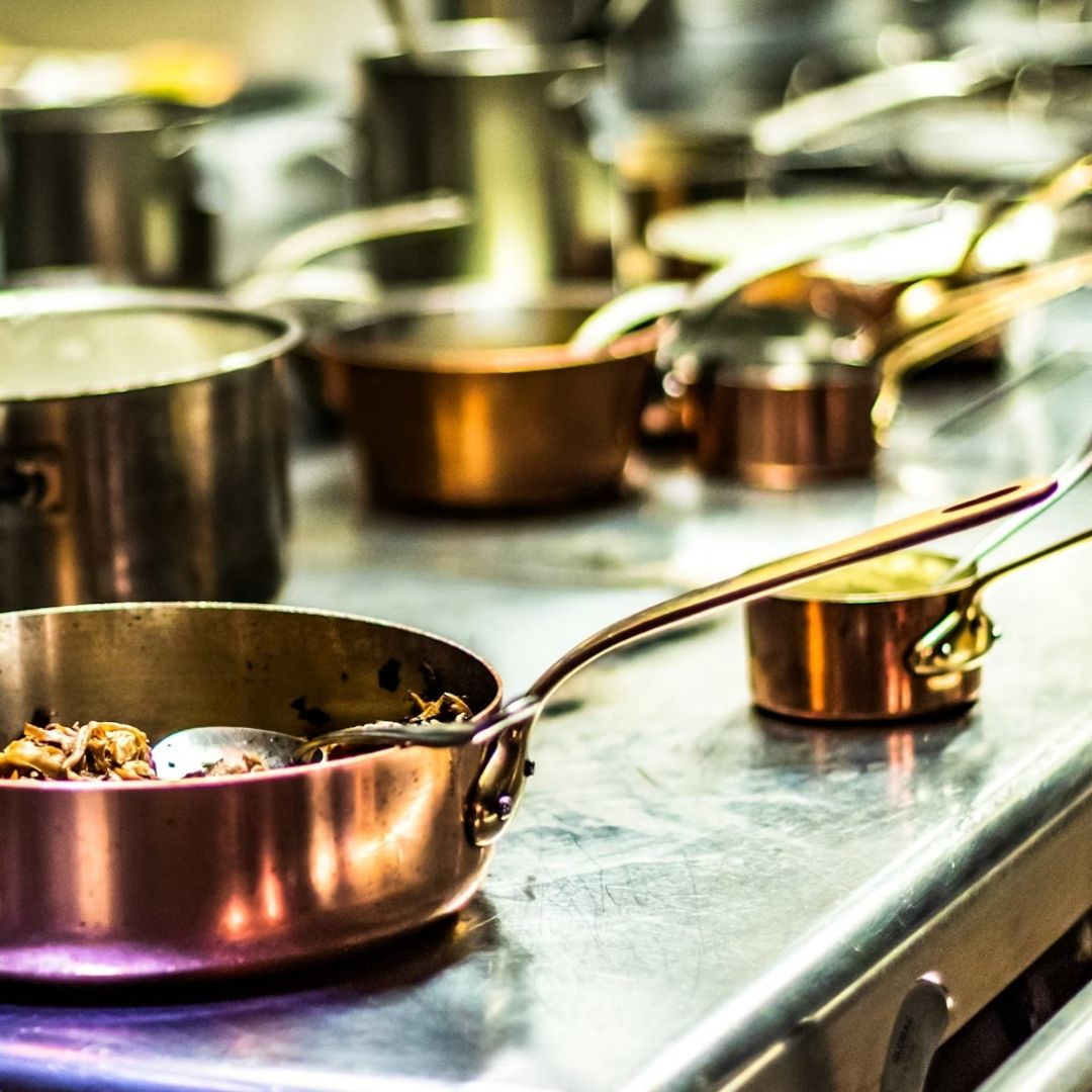 Pans cooking on stove