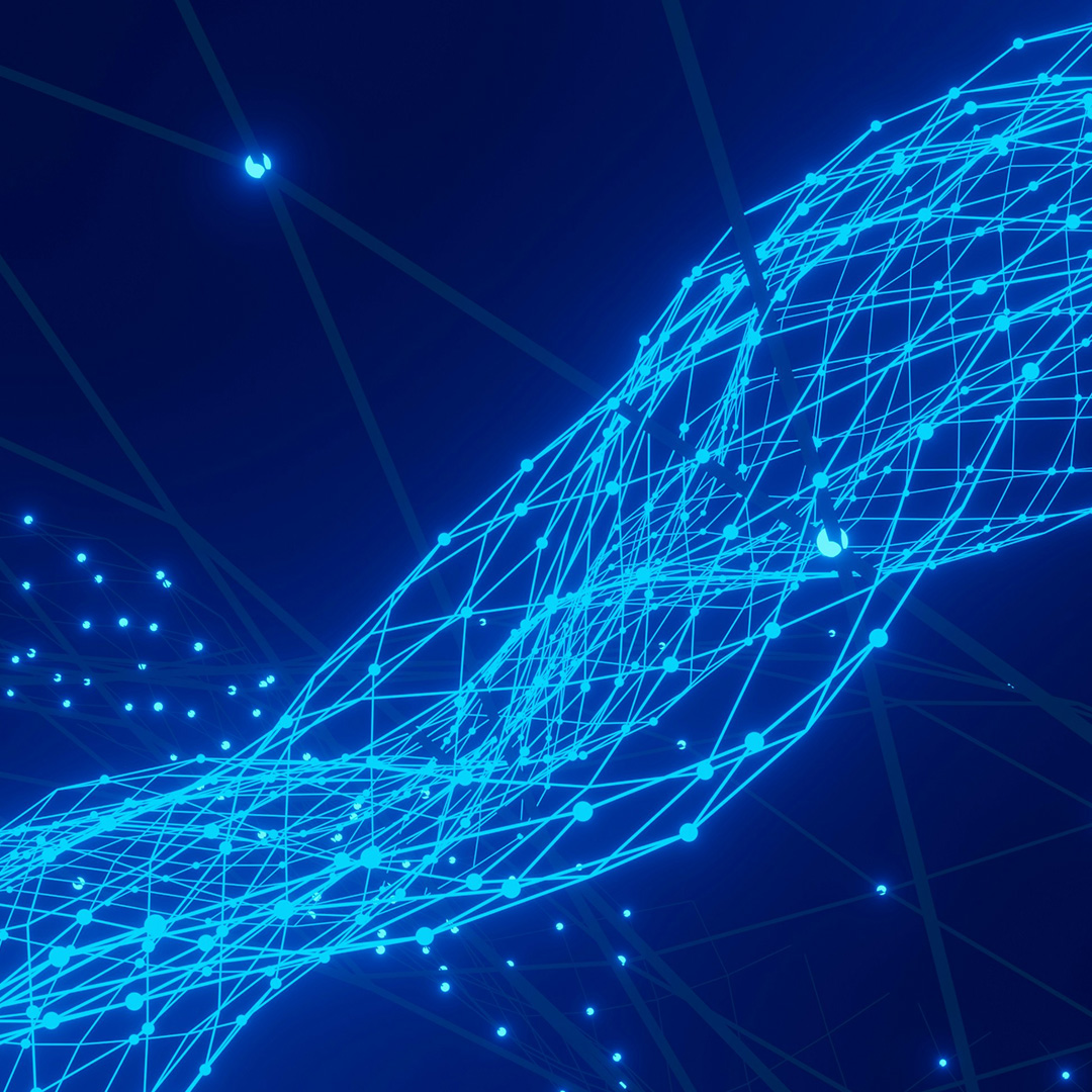 Blue computer light beams