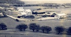 Black and white photo of Houghall Manor House view from April 1956