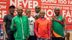 The Zambian National Olympic Committee and Commonwealth Games Association of Zambia's boxing team. A group of six men and women smiling towards the camera