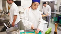 Catering Students chopping Vegetables 