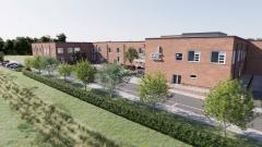 Architects' render of outside of new East Durham College Houghall campus building